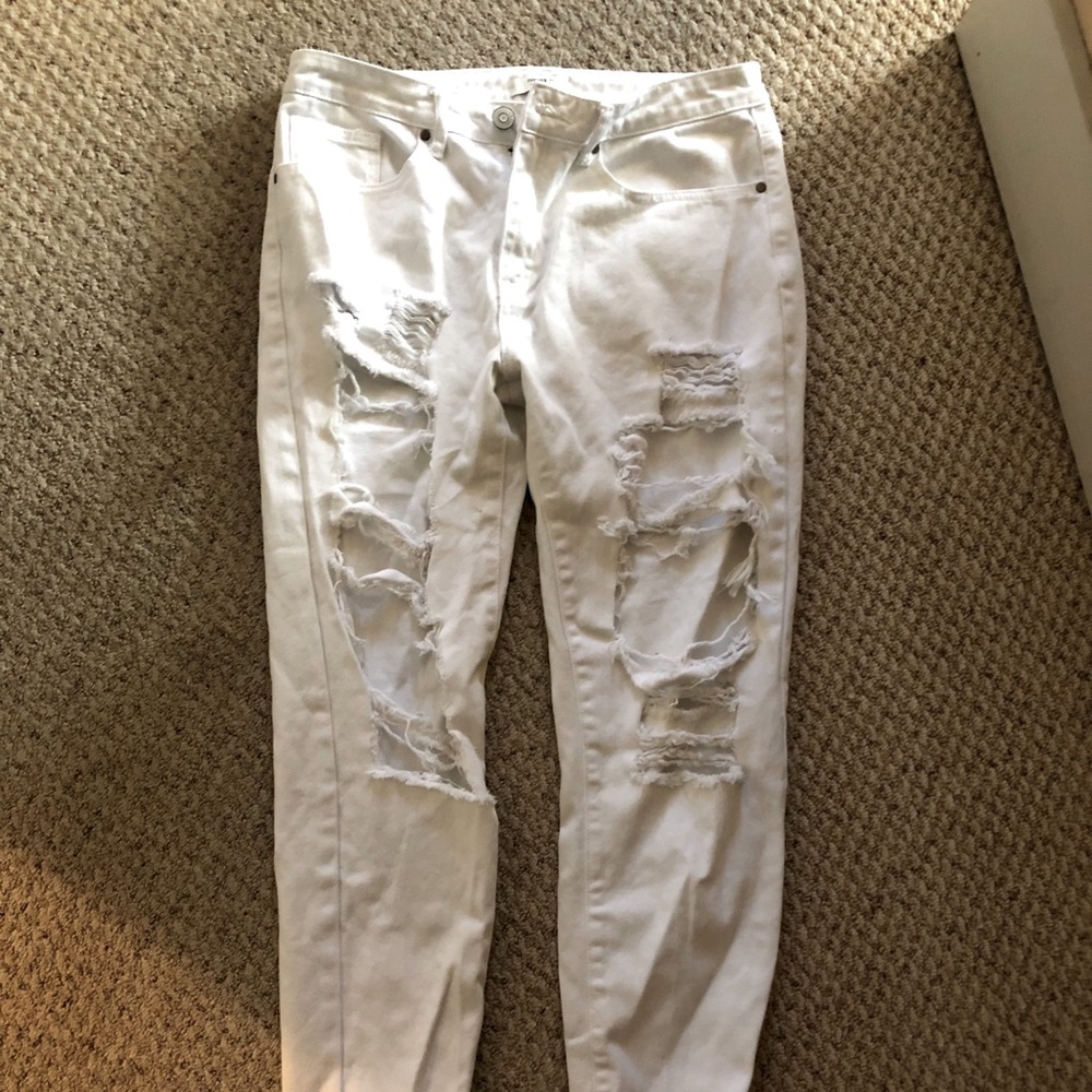 White ripped jeans